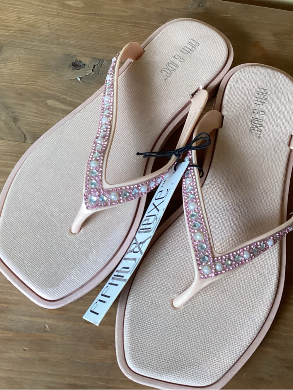 Pink Beaded Flip Flops